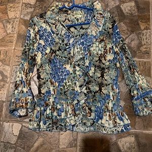 Semi sheer multi blue blouse